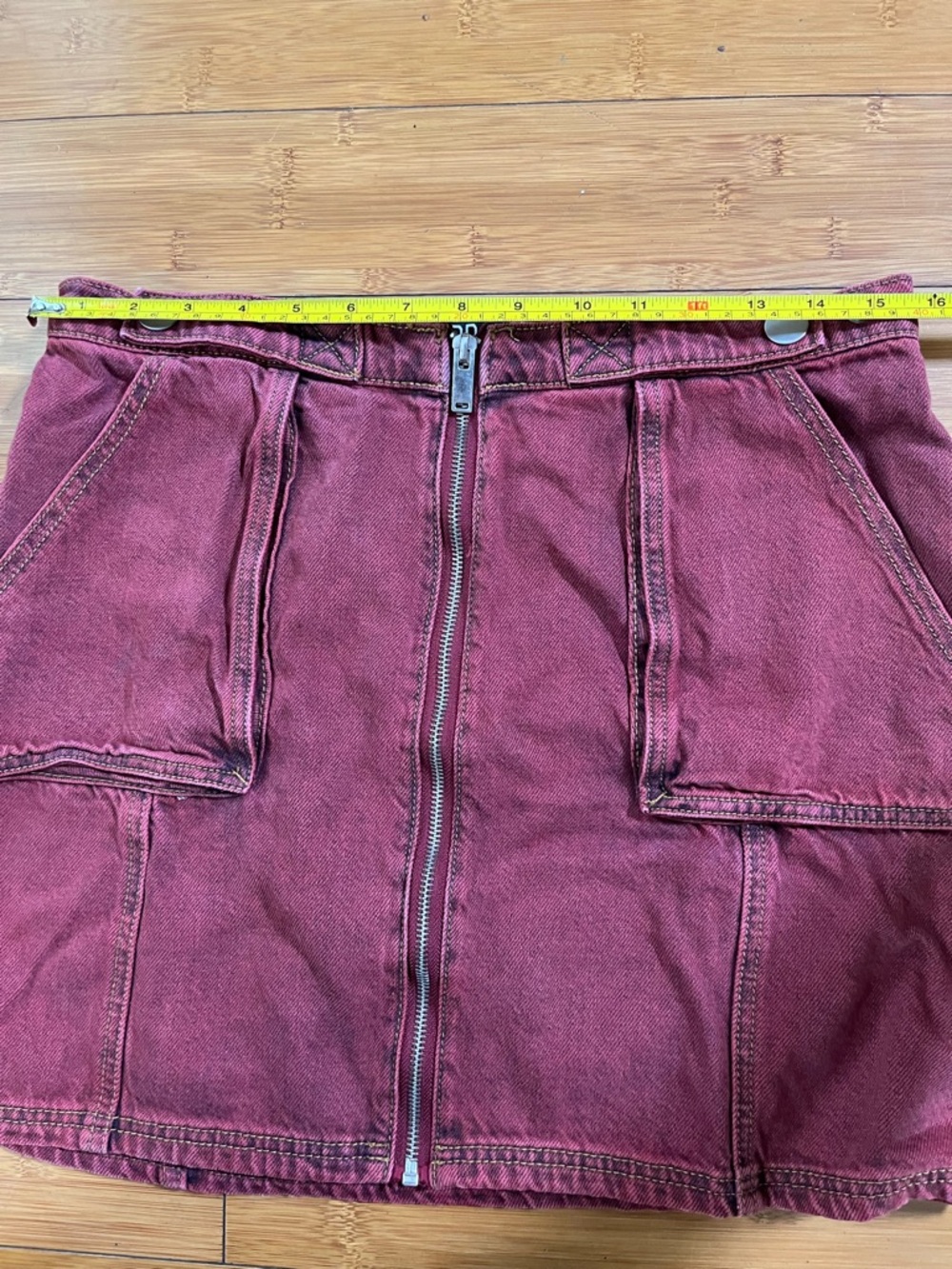 BDG Urban Outfitters Stone Wash Utility Chic Denim Berry Front-Zip Mini Skirt - Picture 9 of 10